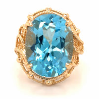 Estate Swiss Blue Topaz Statement Ring