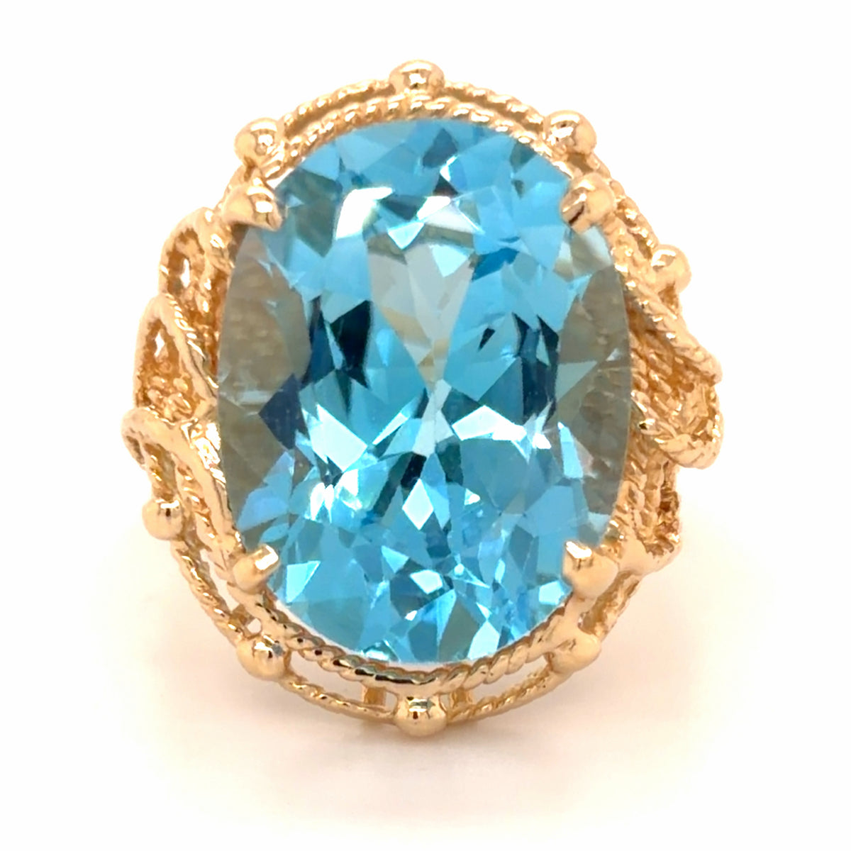 Estate Swiss Blue Topaz Statement Ring