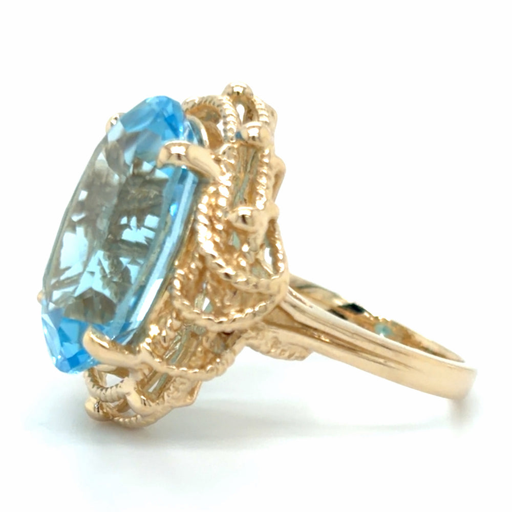 Estate Swiss Blue Topaz Statement Ring