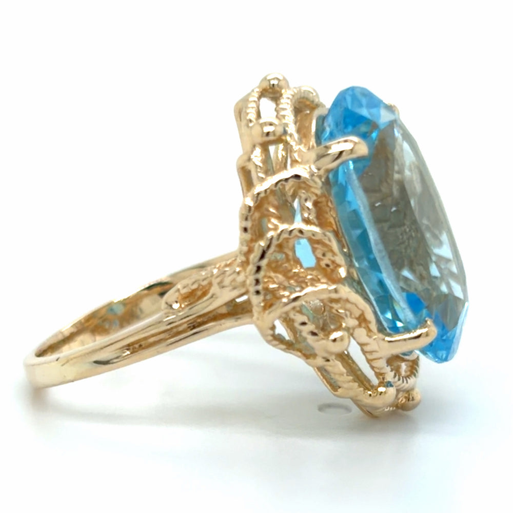 Estate Swiss Blue Topaz Statement Ring