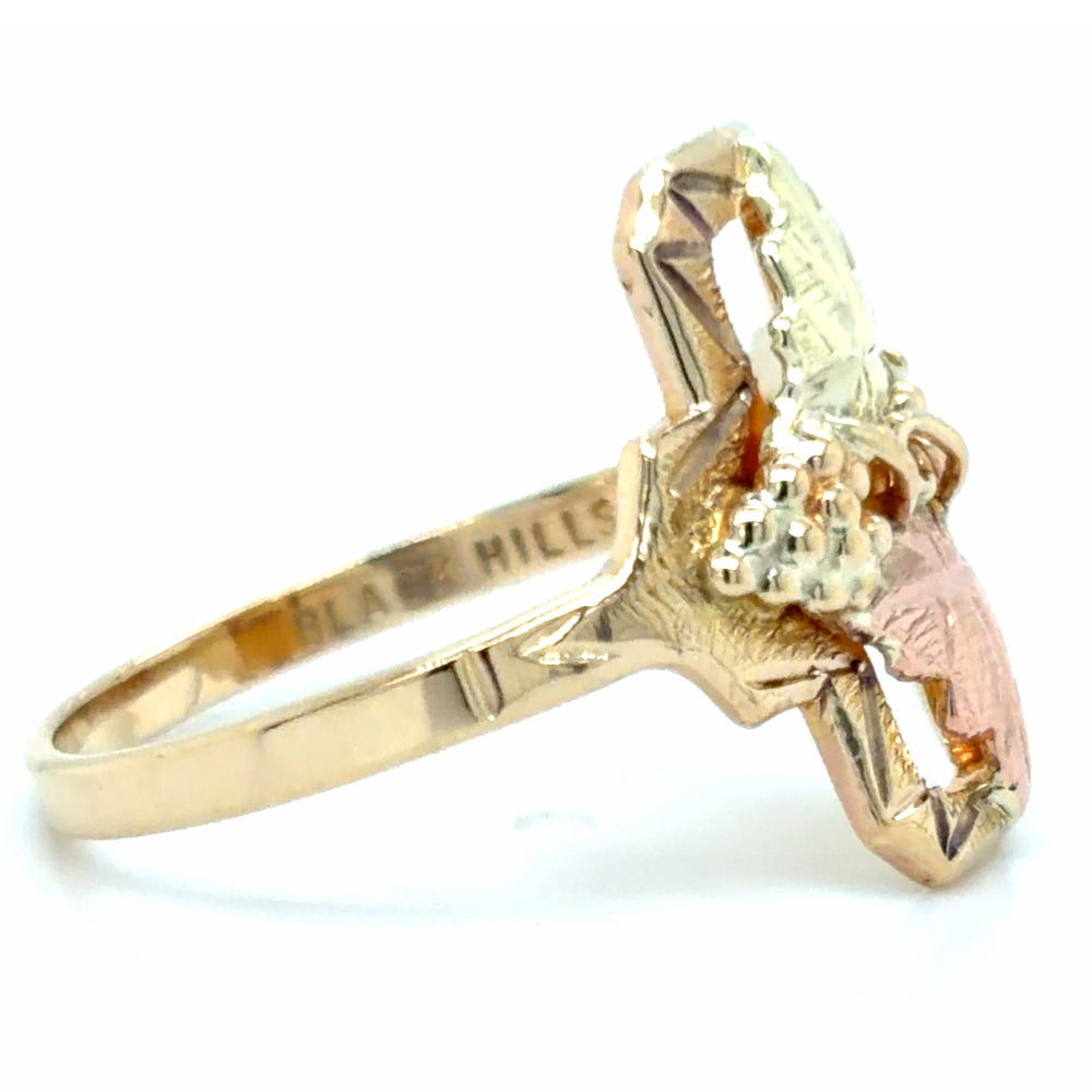 Estate Black Hills Gold Grape Leaves Fashion Ring