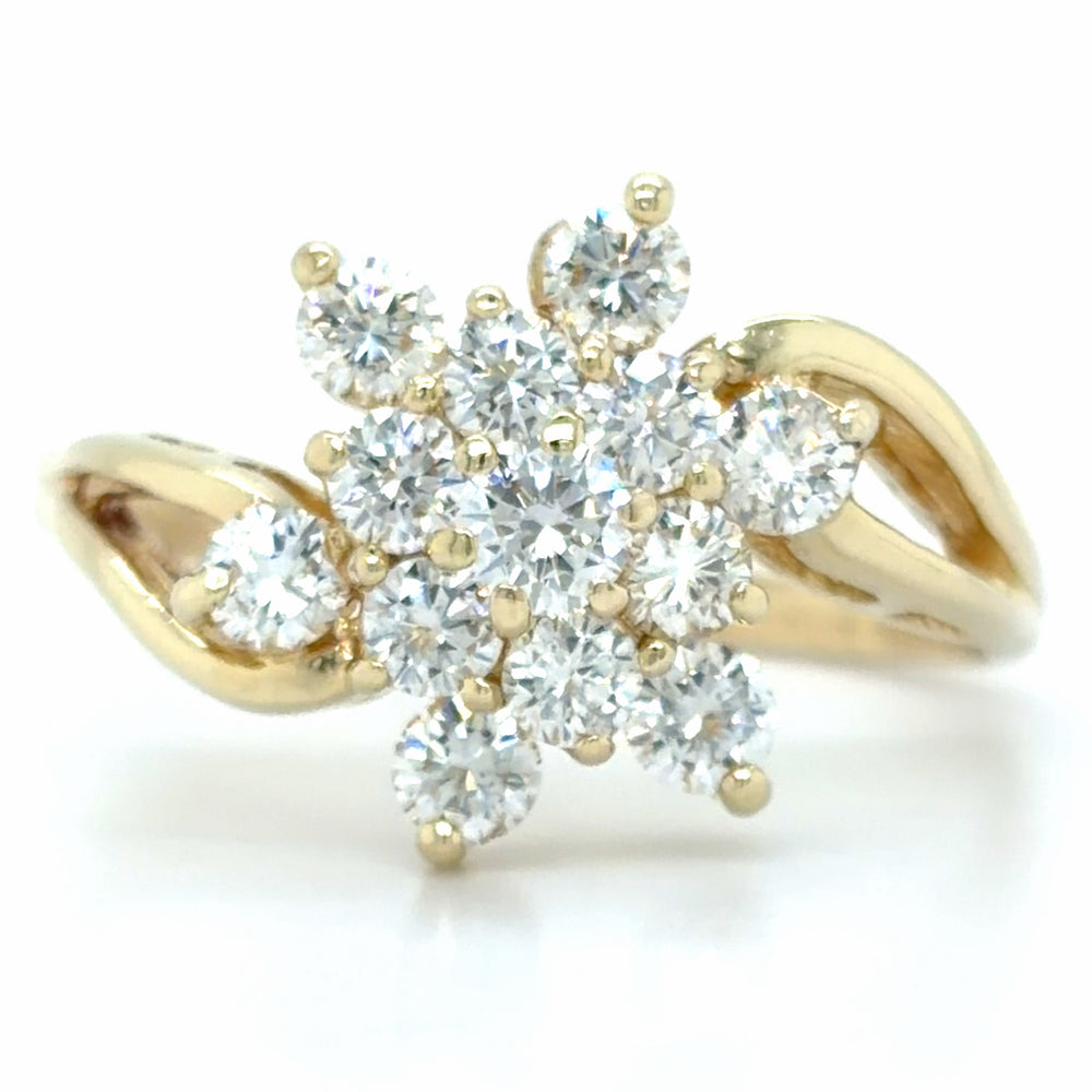 Estate 1.37cttw Diamond Cluster Bypass Ring