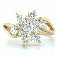 Estate 1.37cttw Diamond Cluster Bypass Ring