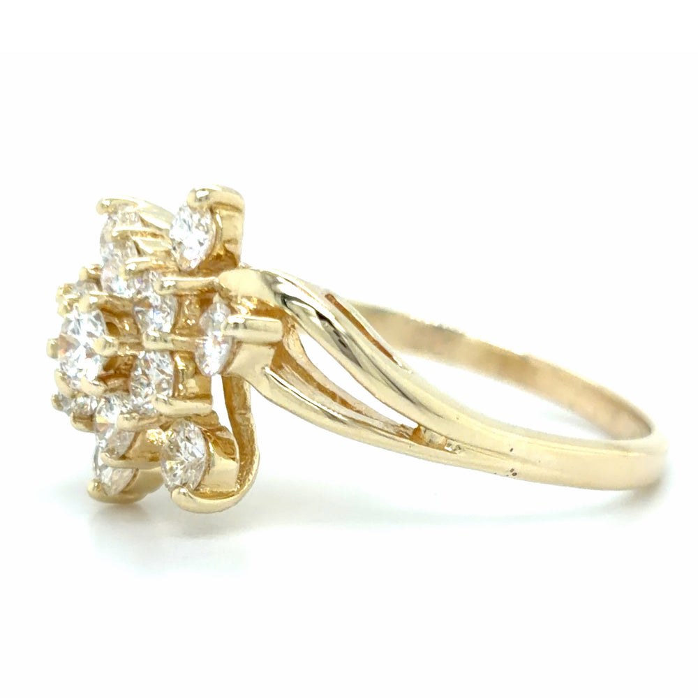 Estate 1.37cttw Diamond Cluster Bypass Ring