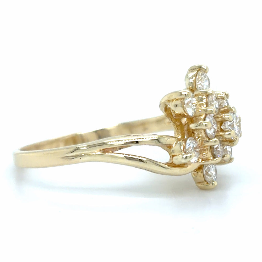 Estate 1.37cttw Diamond Cluster Bypass Ring