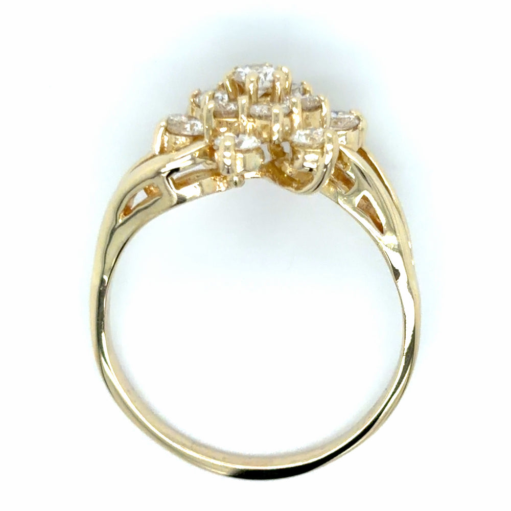 Estate 1.37cttw Diamond Cluster Bypass Ring
