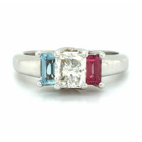 Estate Pink, White, & Blue 3-Stone Ring