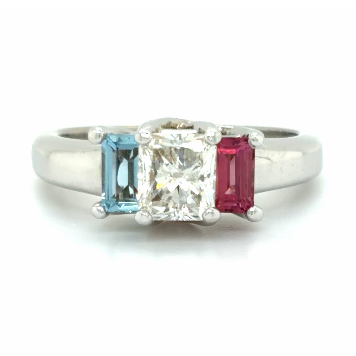Estate Pink, White, & Blue 3-Stone Ring