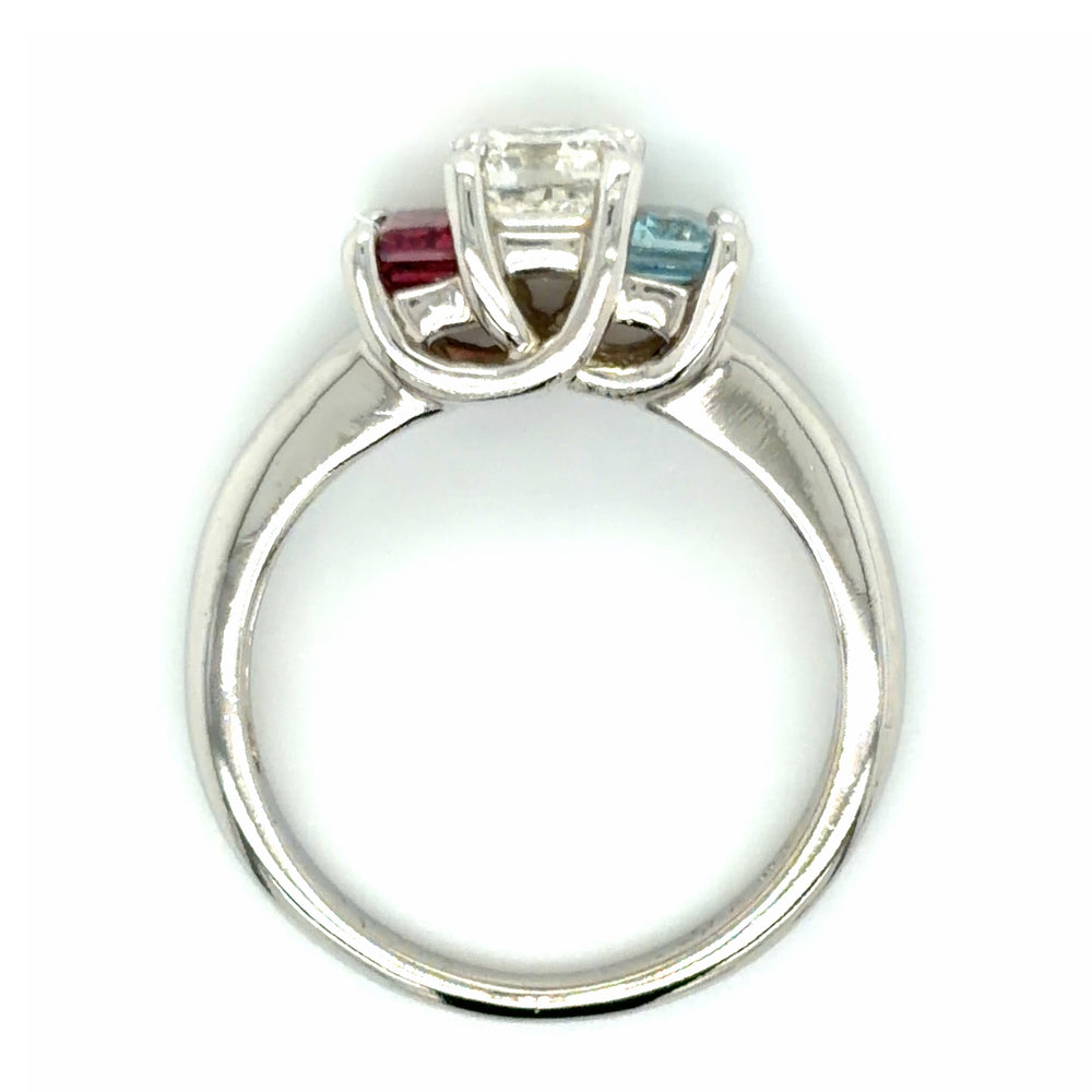 Estate Pink, White, & Blue 3-Stone Ring