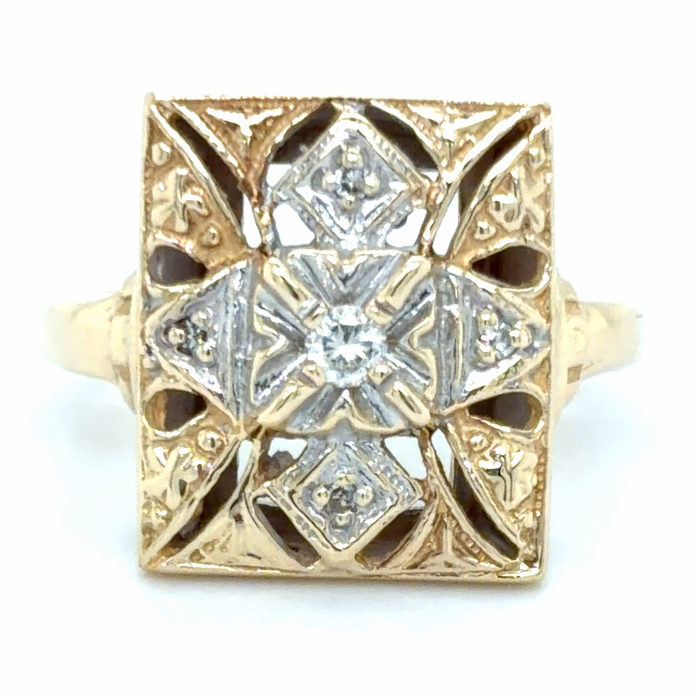 Estate Vintage Style Rectangular Top Ring