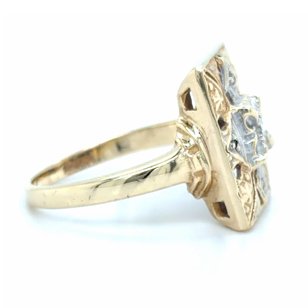 Estate Vintage Style Rectangular Top Ring