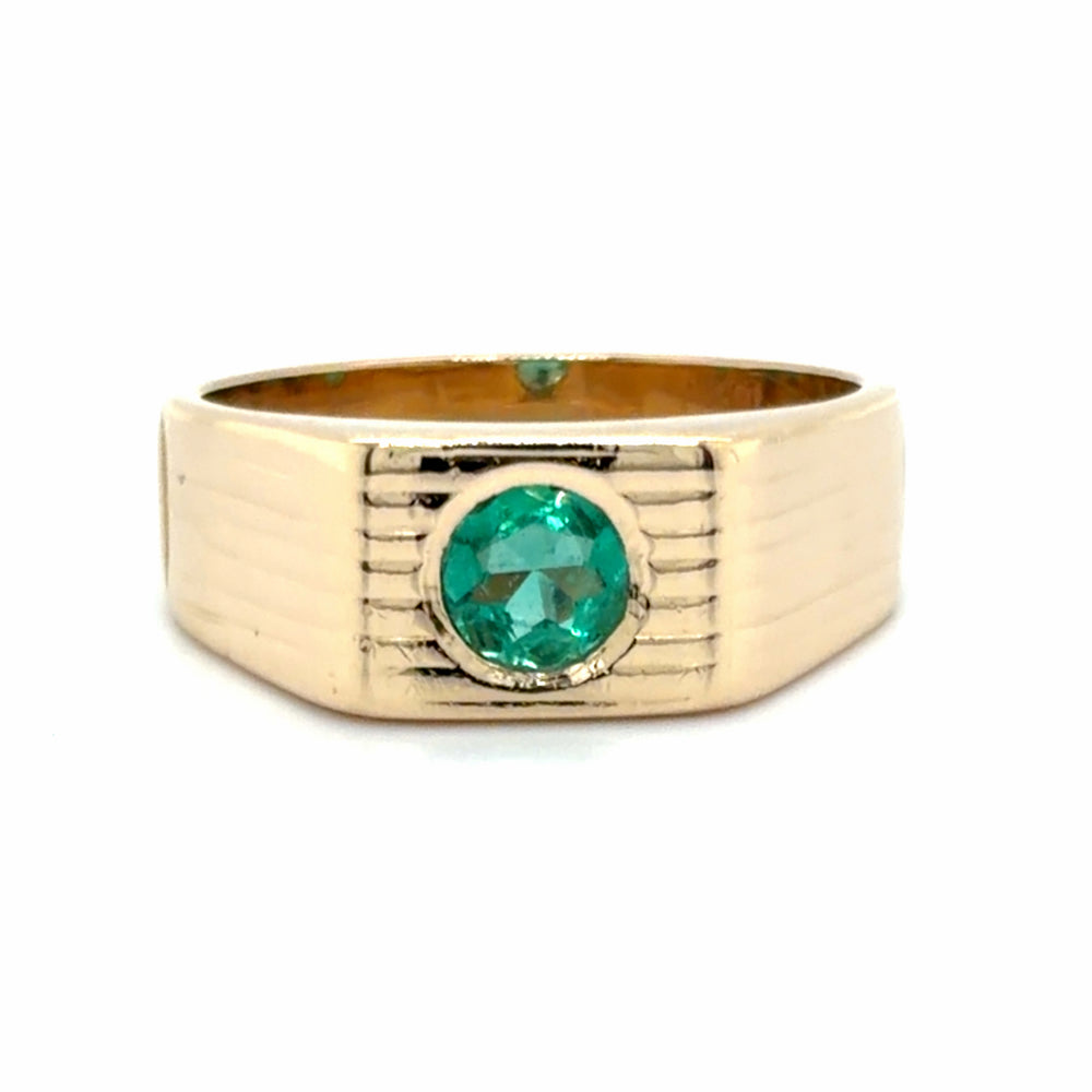 Estate Natural Emerald Signet Ring
