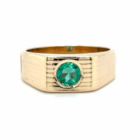 Estate Natural Emerald Signet Ring