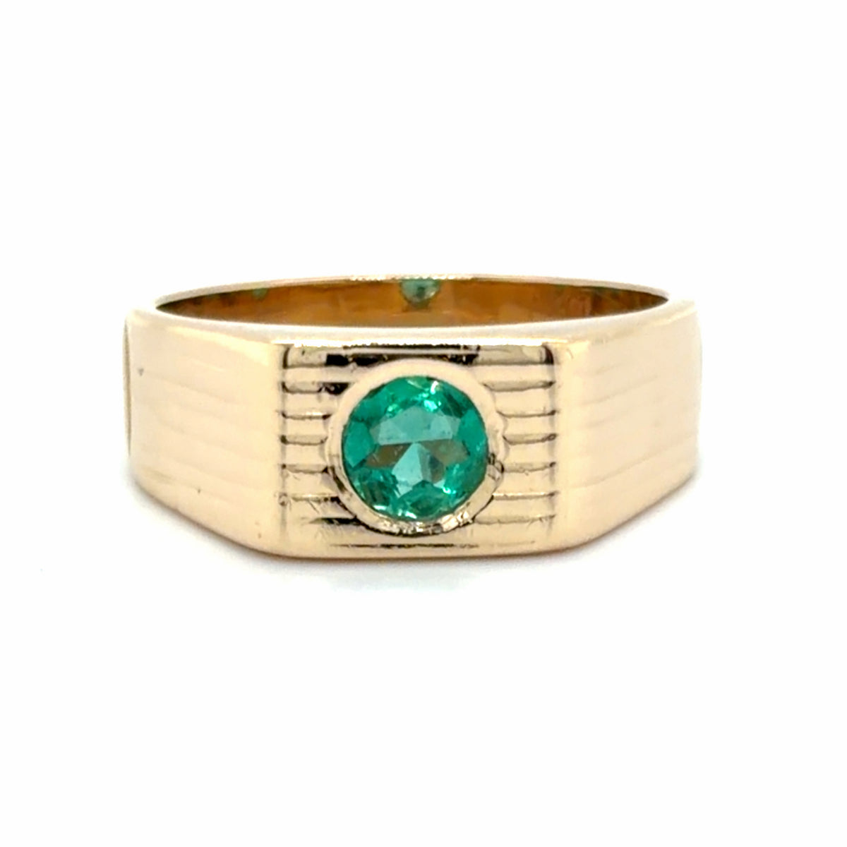 Estate Natural Emerald Signet Ring