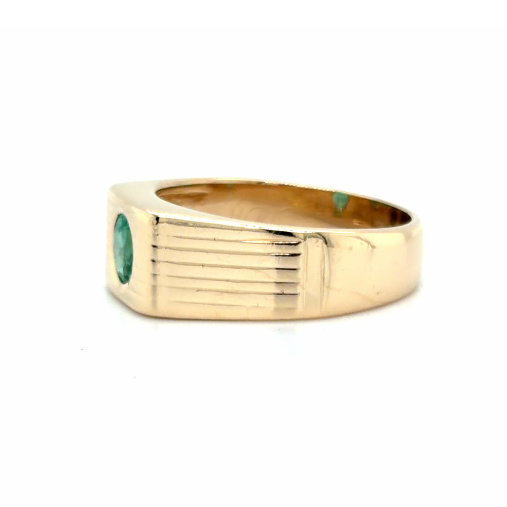 Estate Natural Emerald Signet Ring