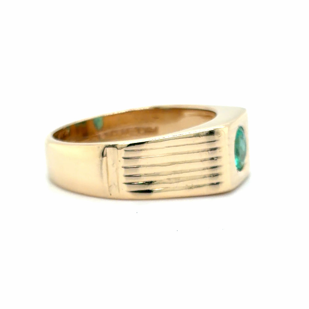 Estate Natural Emerald Signet Ring