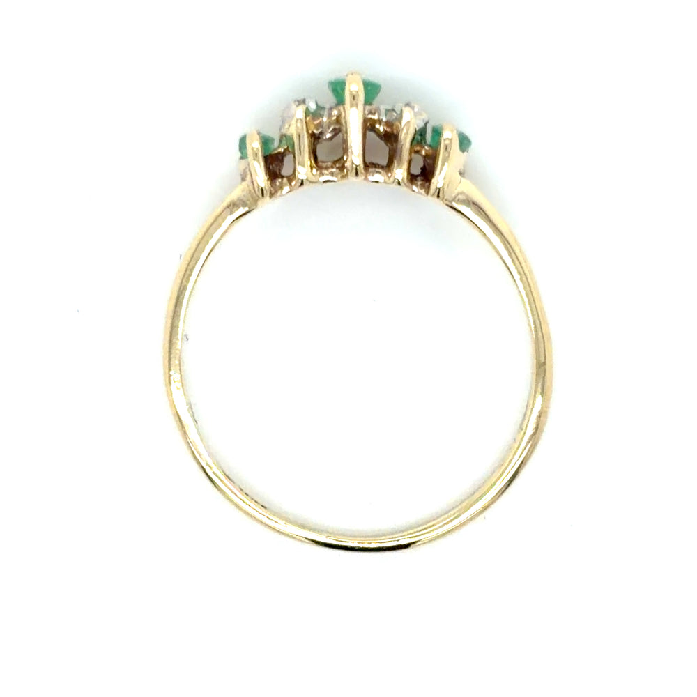 Estate Marquise Cut Emerald Rooftop Ring