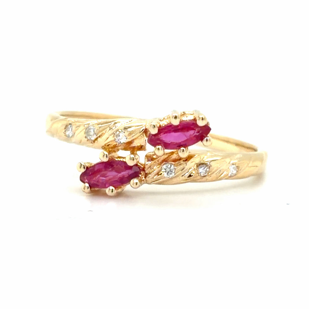 Estate Ruby & Diamond Bypass Ring
