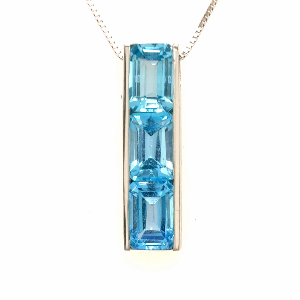 Estate Modern Blue Topaz Necklace
