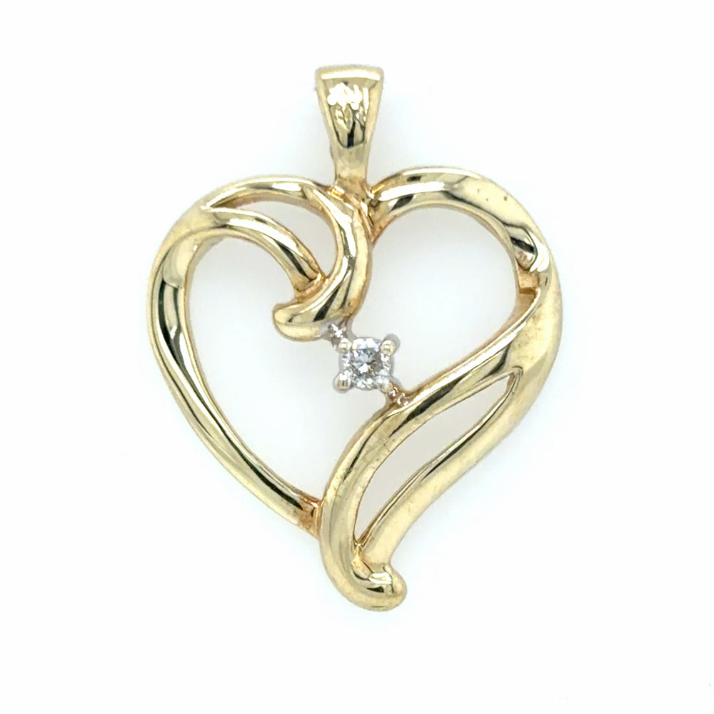 Estate Diamond Whimsical Heart Shaped Pendant