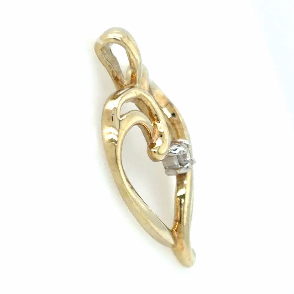 Estate Diamond Whimsical Heart Shaped Pendant