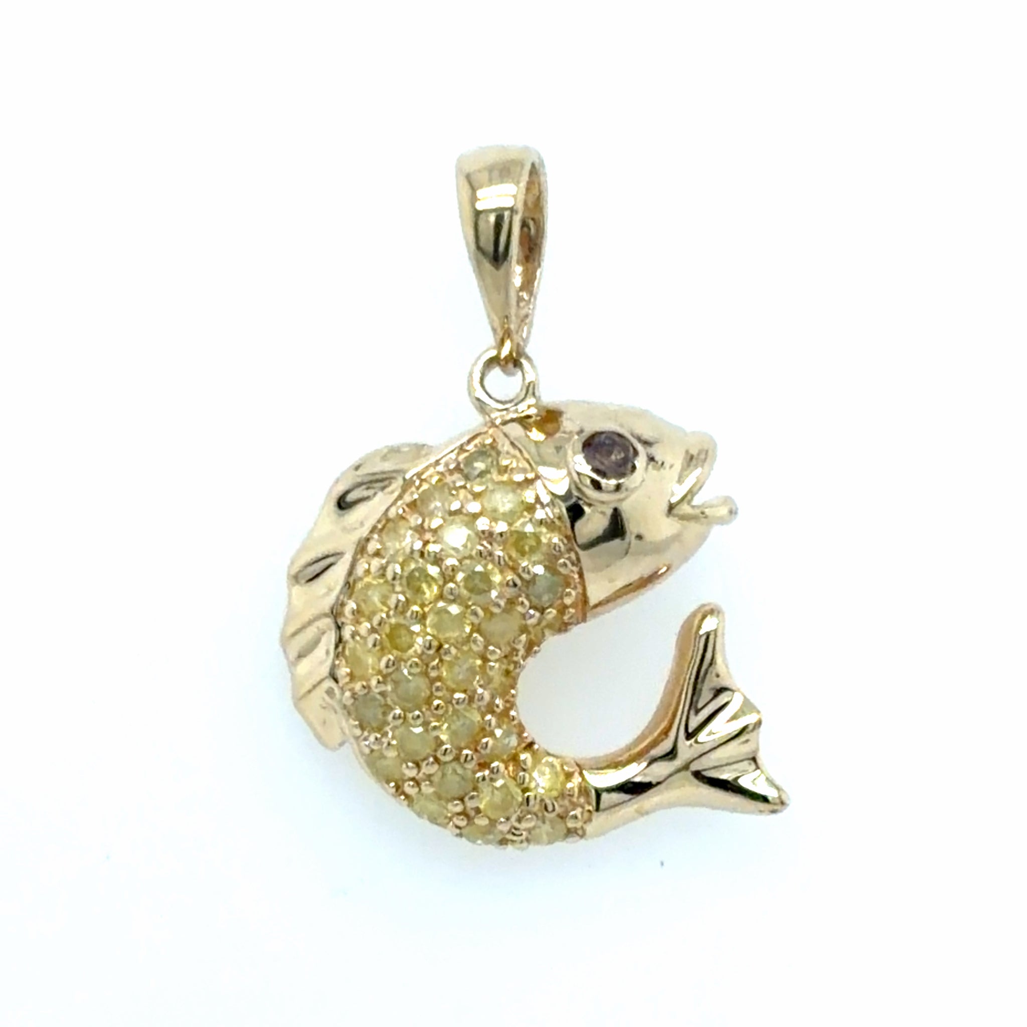 Estate Yellow Diamond Jumping Fish Pendant