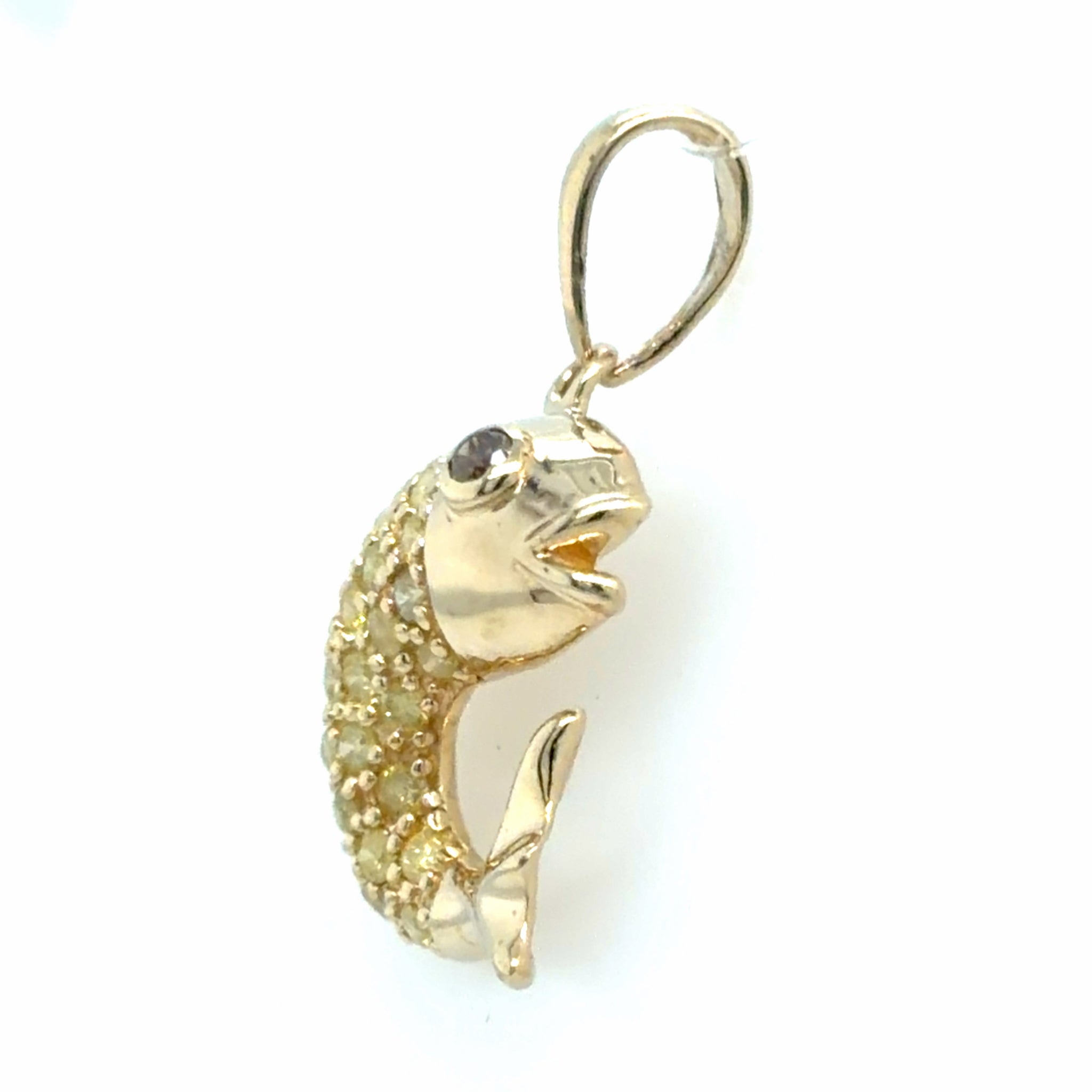 Estate Yellow Diamond Jumping Fish Pendant