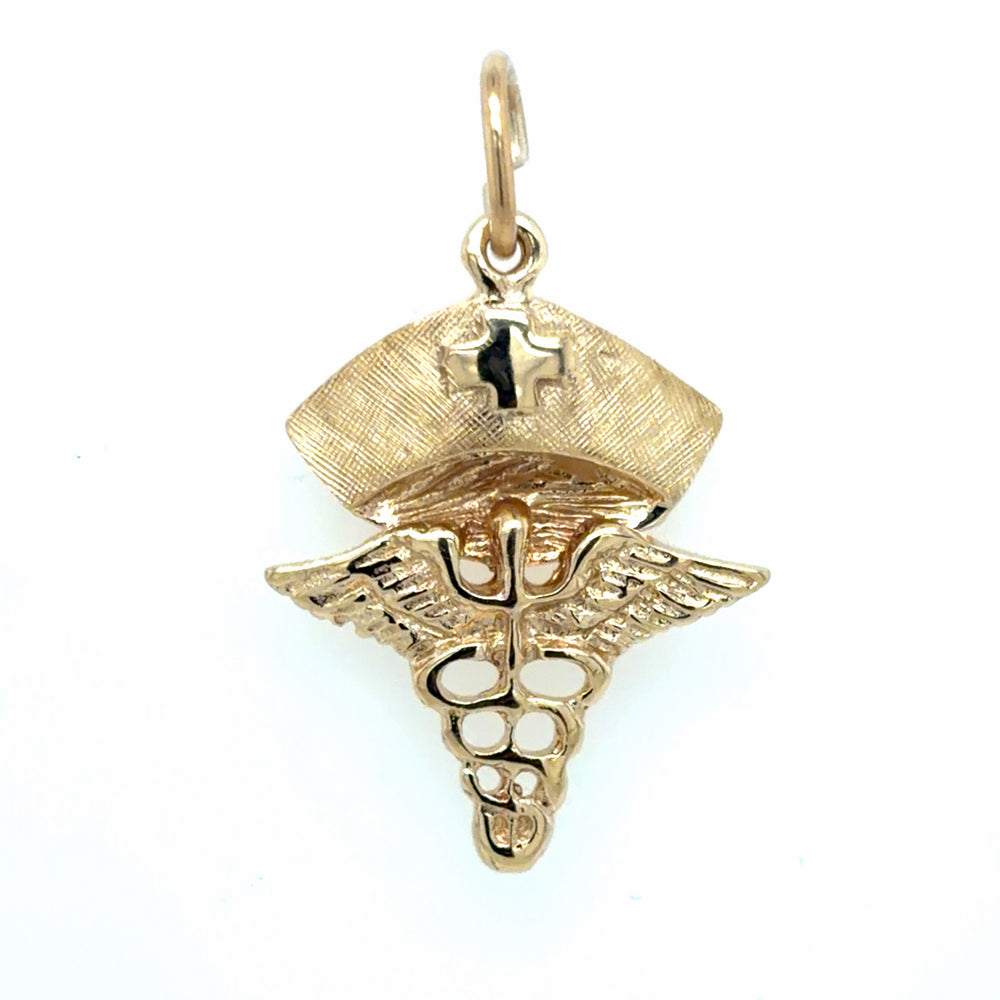 Estate Medical Caduceus with Nurses Cap Charm/Pendant