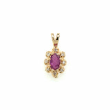 Estate Ruby & Diamond Halo Pendant