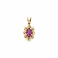 Estate Ruby & Diamond Halo Pendant