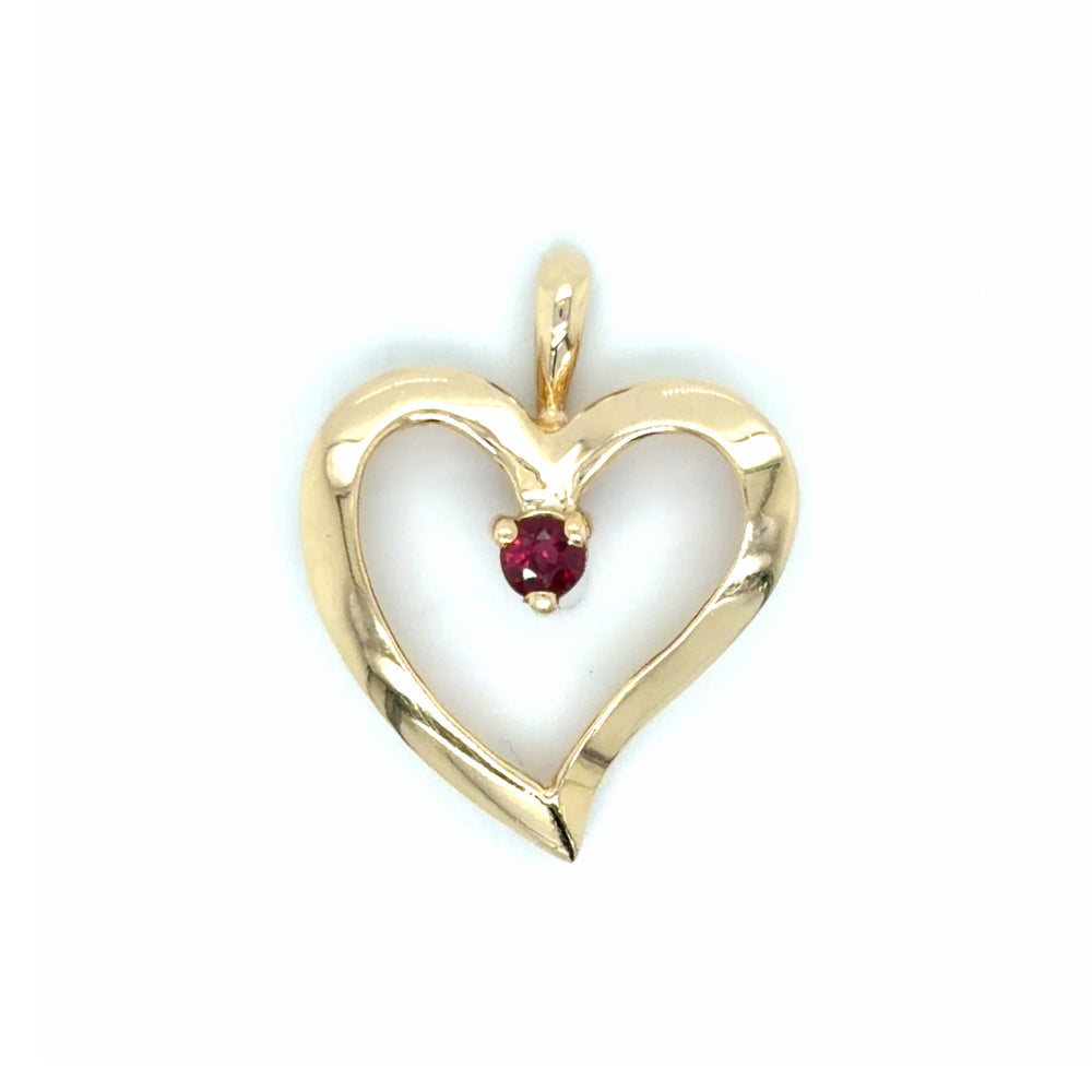 Estate Garnet Heart Shaped Pendant