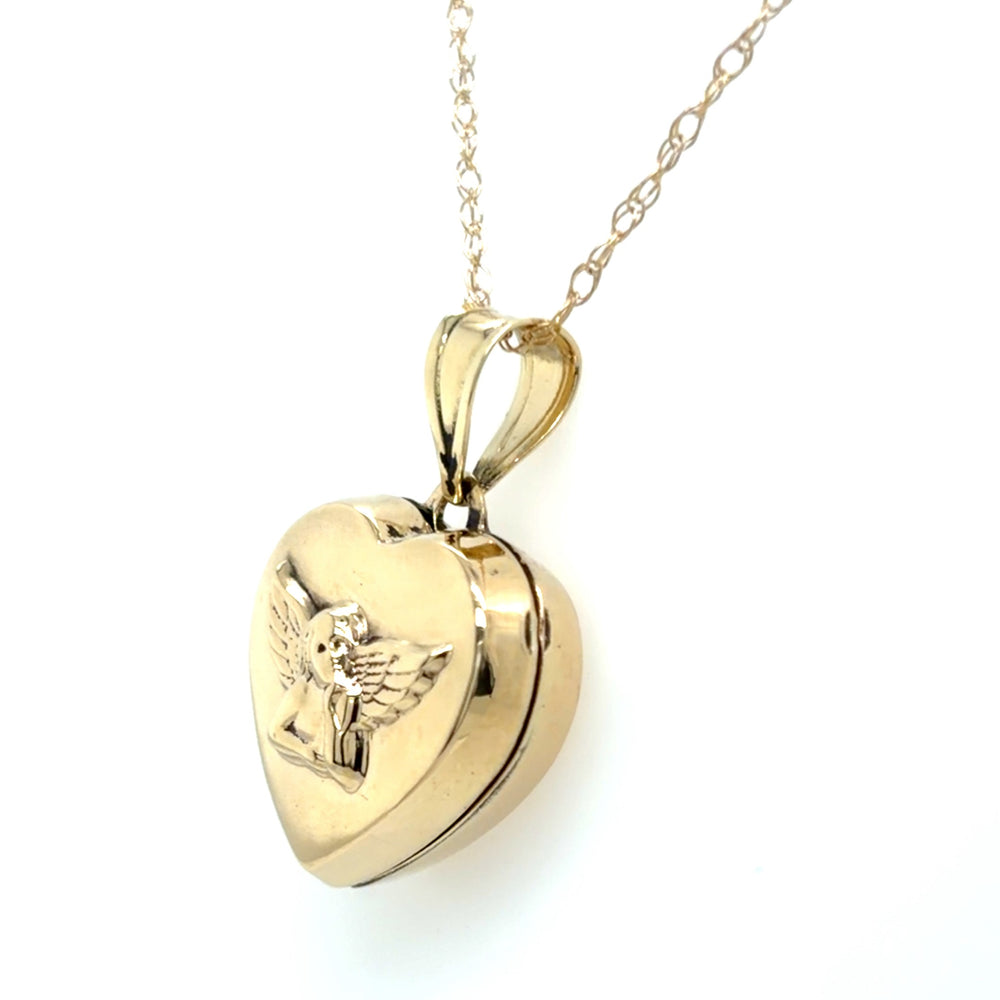 Estate Cherub Heart Shaped Locket Necklace
