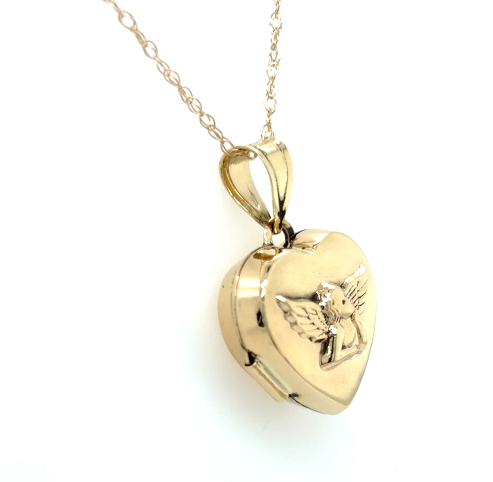Estate Cherub Heart Shaped Locket Necklace