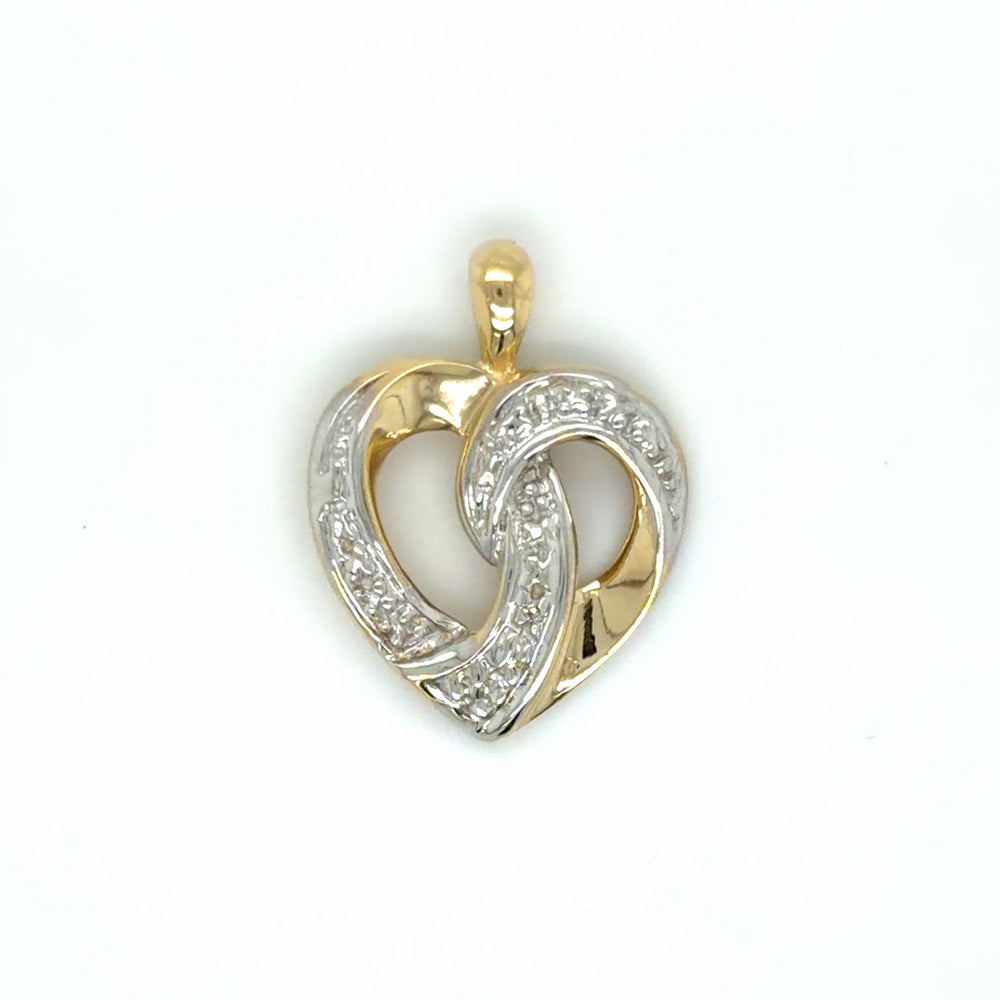 Estate Two Tone Gold Heart Pendant