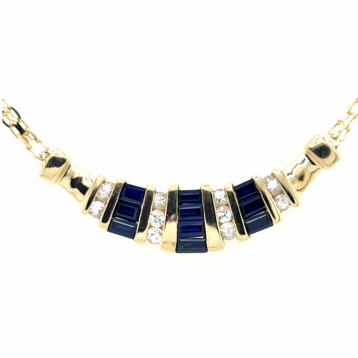 Estate Curved Bar Necklace on Bismark Chain