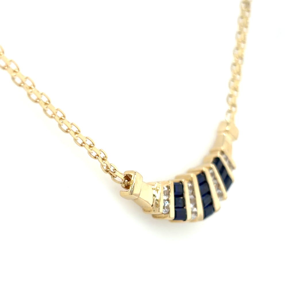 Estate Curved Bar Necklace on Bismark Chain