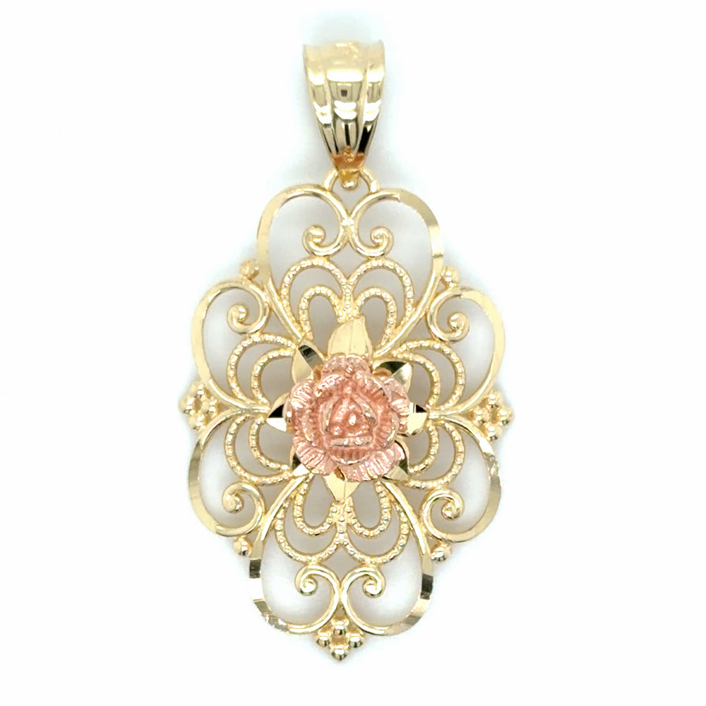Estate Two-Tone Gold Filigree Pendant