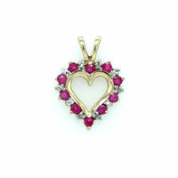 Estate Heart Shaped Ruby & Diamond Pendant