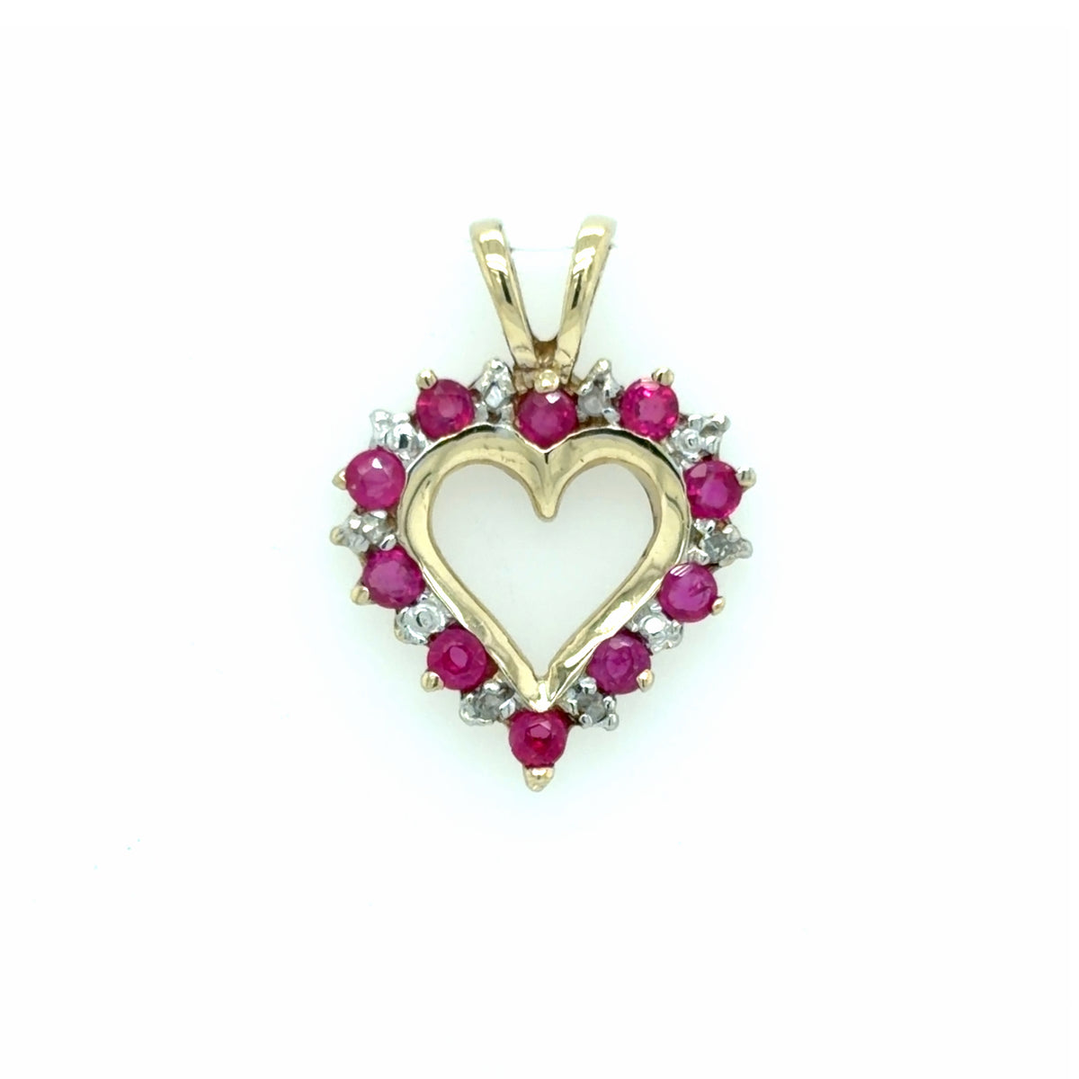 Estate Heart Shaped Ruby & Diamond Pendant