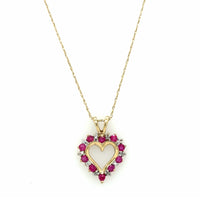 Estate Heart Shaped Ruby & Diamond Necklace