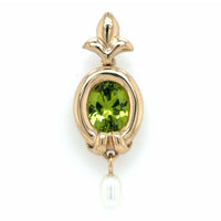 Estate Peridot & Pearl Pendant