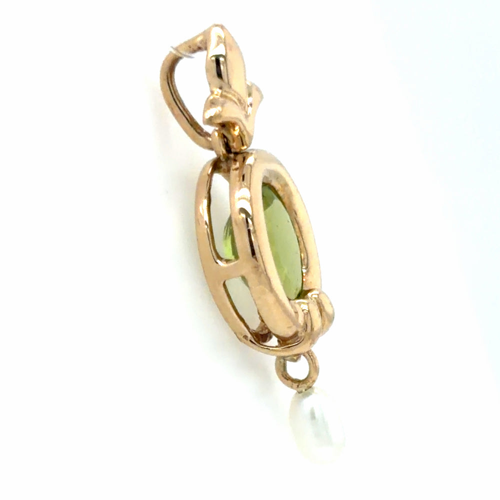 Estate Peridot & Pearl Pendant