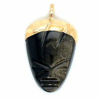 Estate Obsidian Tribal Mask Pendant