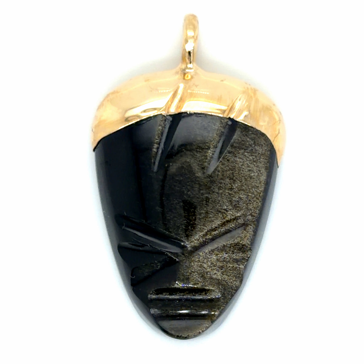 Estate Obsidian Tribal Mask Pendant