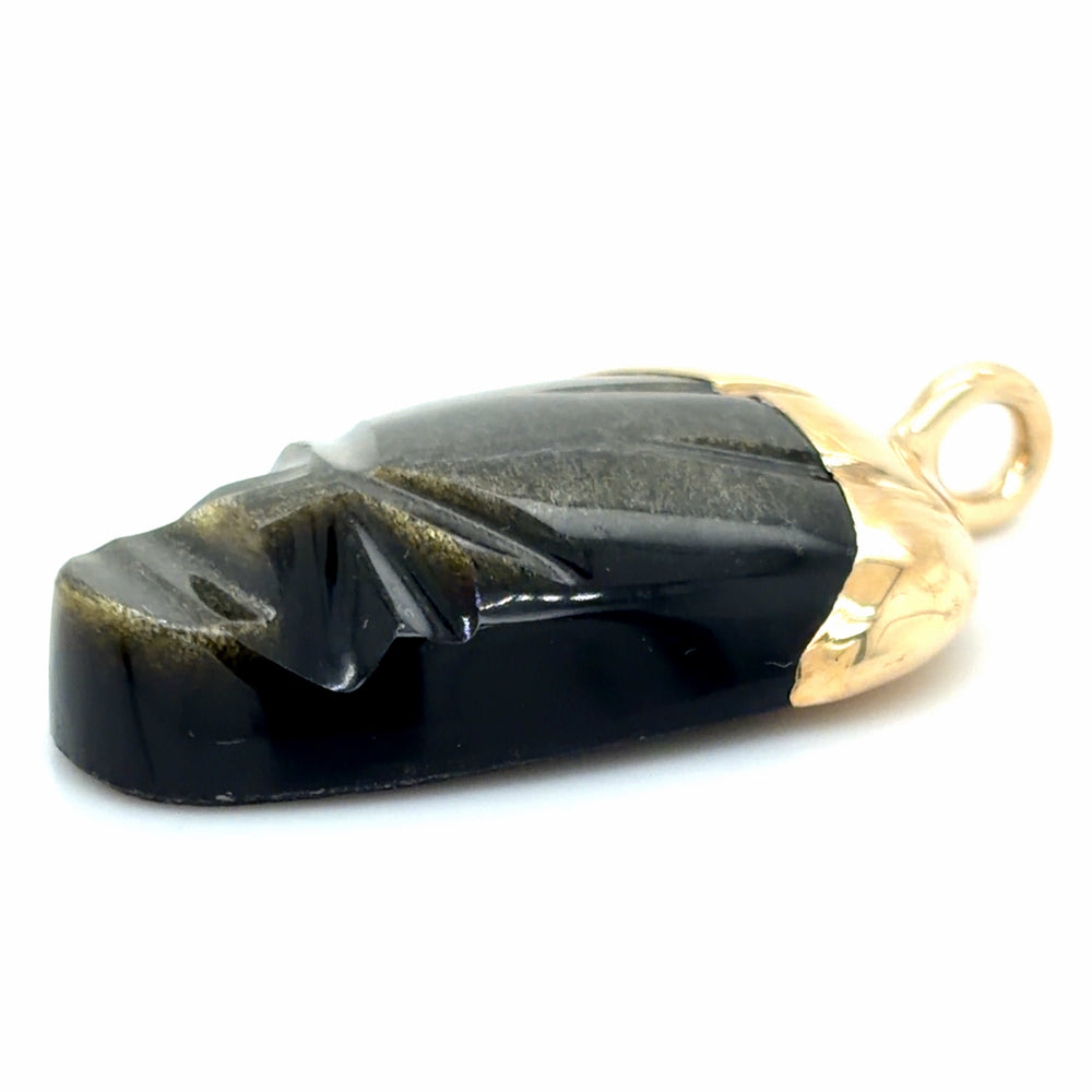 Estate Obsidian Tribal Mask Pendant