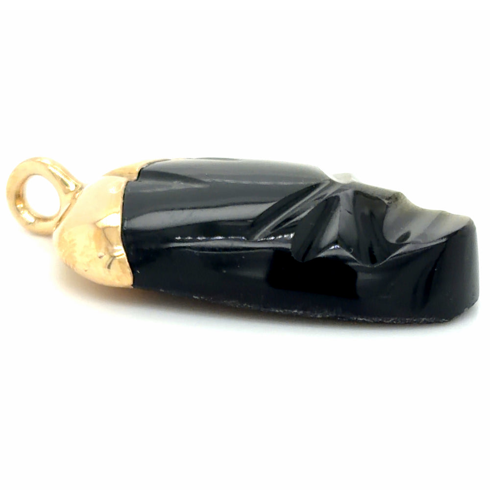 Estate Obsidian Tribal Mask Pendant
