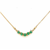 Estate Emerald & Diamond Curved Bar Necklace