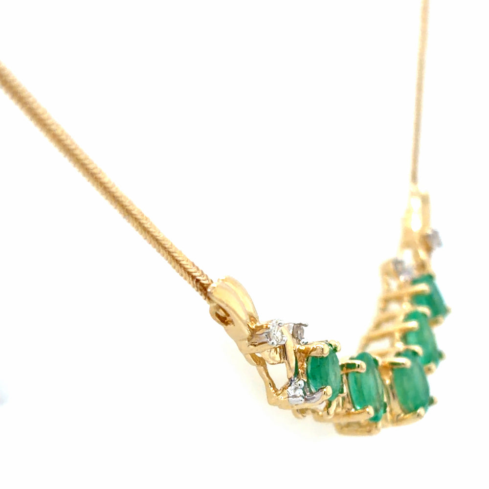 Estate Emerald & Diamond Curved Bar Necklace