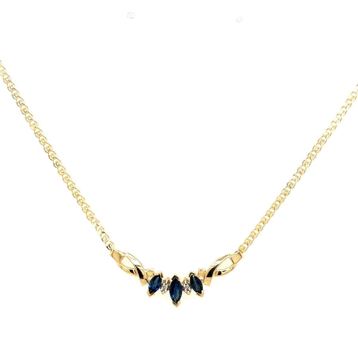 Estate Sapphire & Diamond Curved Bar Necklace