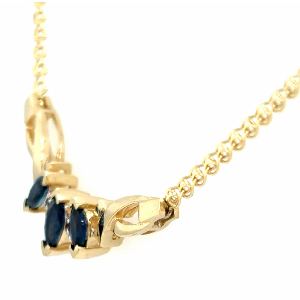 Estate Sapphire & Diamond Curved Bar Necklace